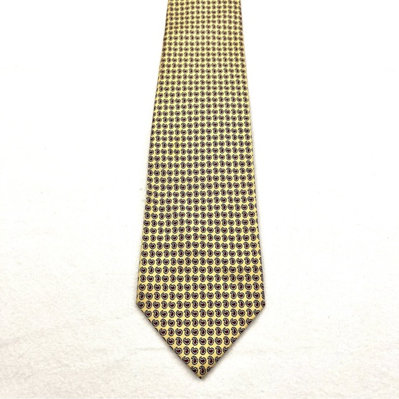 Vintage Polo Ralph Lauren Mens Italian Silk Necktie Yellow Classic Red Plaid Tie - Picture 2 of 8